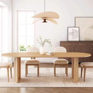 SpassWay 30"H Design Oval Wood Dining Table Kitchen Table Conference Table Gathering Table with Double Pedestal Black/Walnut/Natural Wood - 1 of 4
