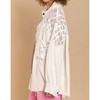 Women's Oversized Lace Accent Button Down Shirt - POL - 3 of 4