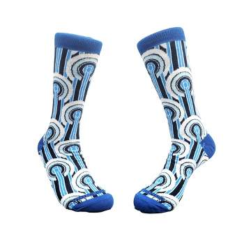 Art Deco Patterned Socks - Size 10-13 (Men's Sizes Adult Large) / Blue / Unisex from the Sock Panda