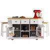 VYNXARIA K&K 53" Kitchen Island Set with Bar Stools, Power Outlet & Ample Storage in White - 2 of 4