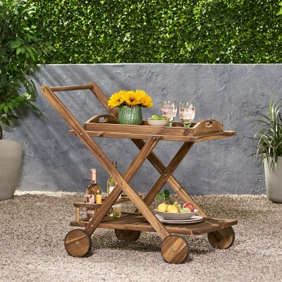 NicBex Mobile Kitchen Island Cart Morden Kitchen Carts on Wheels with Storage with 2-Tier Shelves for Dining Rooms, Natural