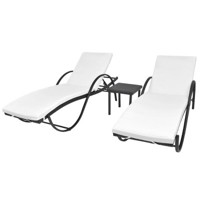 Sunlounger Set of 5 Black and cream white vidaXL