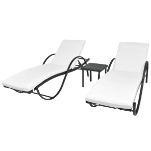 Sunlounger Set of 5 Black and cream white vidaXL - 1 of 4