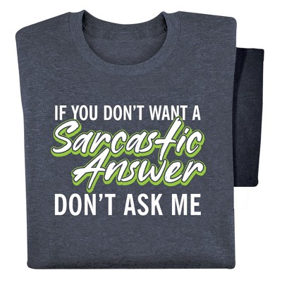 Collections Etc Funny Sarcastic Answer Short Sleeve Novelty Tee Large Gender Neutral Heather Navy