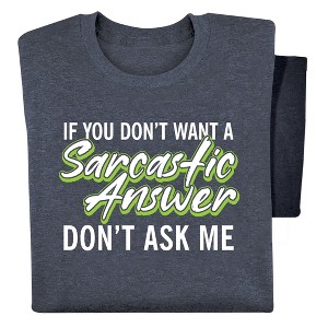 Collections Etc Funny Sarcastic Answer Short Sleeve Novelty Tee Large Gender Neutral Heather Navy - 1 of 4