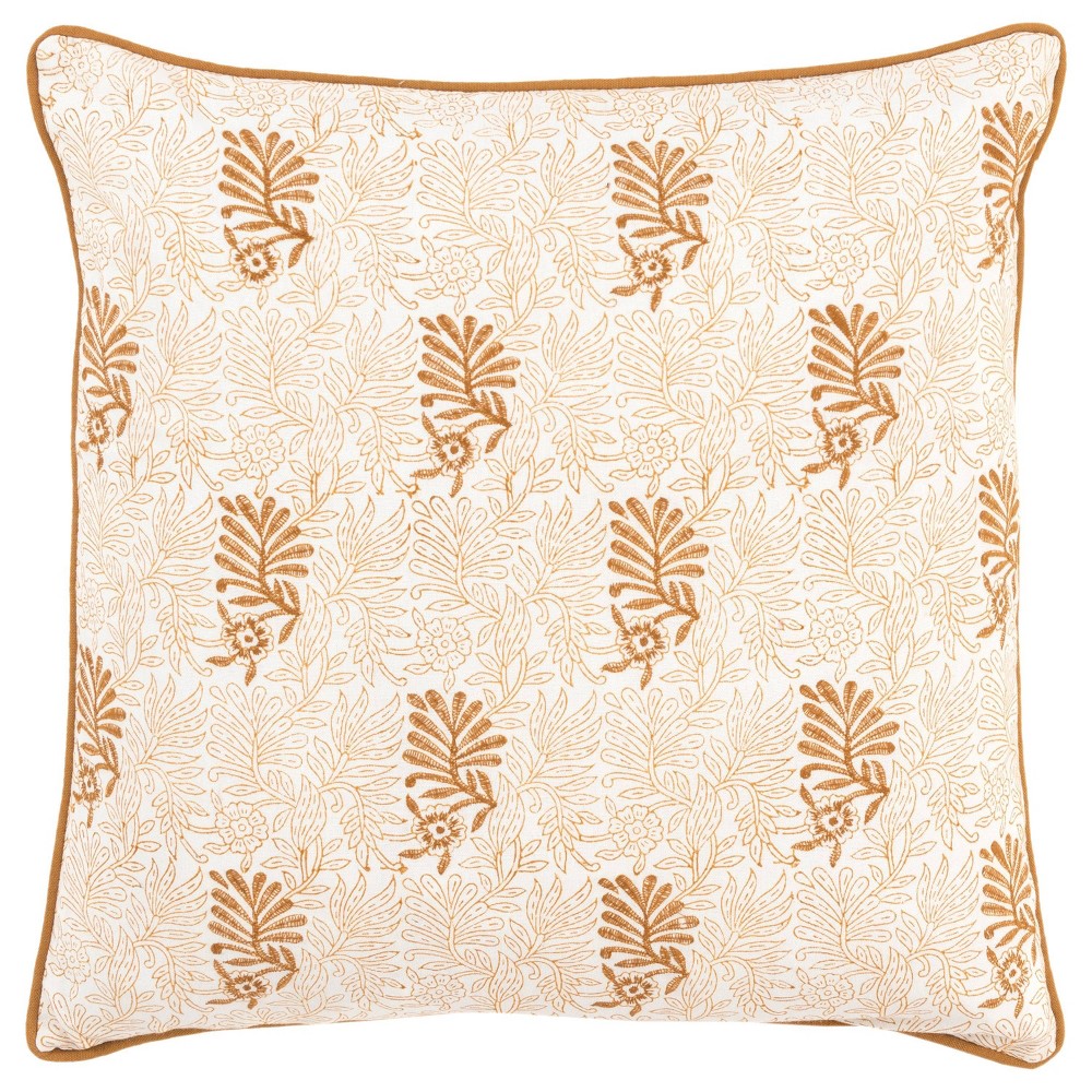 Photos - Pillow 20"x20" Oversize Leaves Square Throw  Cover Beige - Rizzy Home