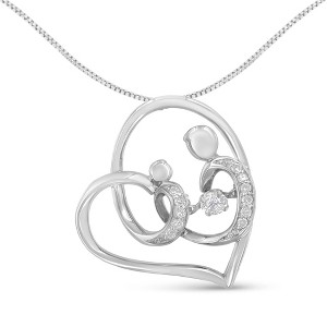 Haus of Brilliance Silver 1/6 cttw Diamond Heart Pendant Necklace - 1 of 4