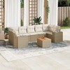 vidaXL Patio Sofa Set with Cushions Outdoor Furniture 8 Piece Poly Rattan - Beige and Cream - 2 of 4