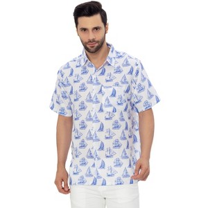 HAPPY BAY Men's Hawaiian Shirt Fashion Button Down Short Sleeves Holidays Aloha Party Casual Tops Summer Beaches Shirts for Men - 1 of 4