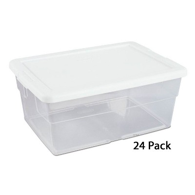 Sterilite 16 Quart Clear Plastic Stacking Storage Container Box (24 Pack)