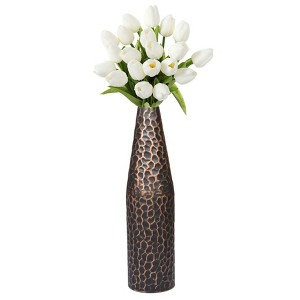 Uniquewise Hammered Metal Decorative Centerpiece Flower Table Vase - 1 of 4