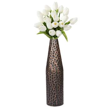 Uniquewise Hammered Metal Decorative Centerpiece Flower Table Vase