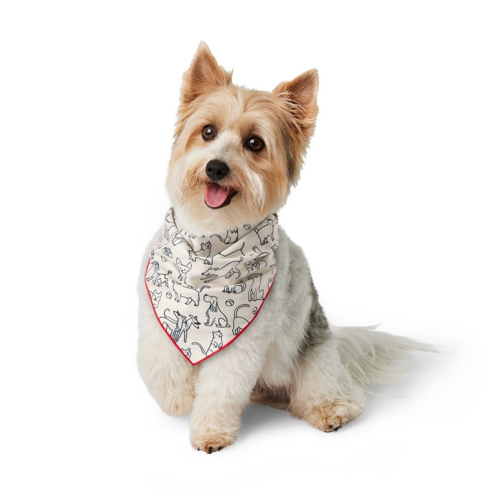 Graphic Print Dog and Cat Bandana - Cream