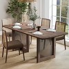 Wooakway 30"H Modern Wood Dining Table Conference Table Kitchen Table Gaming Table with Double Pedestal Black/Walnut/Natural Wood - 2 of 4