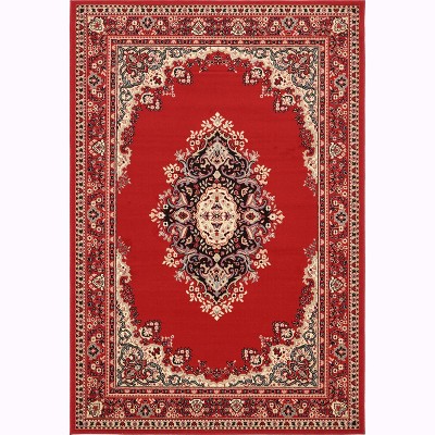 Elegant Medallion 6' x 9' Rectangular Red Synthetic Rug