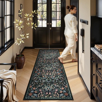 Lahome GST Intricate Floral Abundance Short Pile Velvet Rectangular Indoor Area Rug