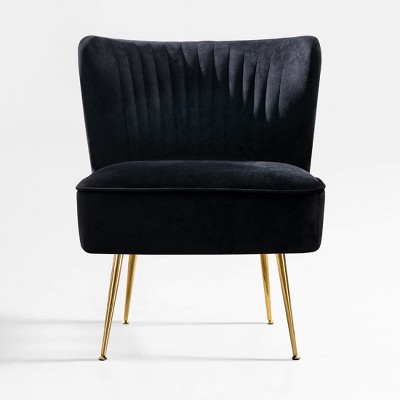 WestinTrends Phoebe Upholstered Tufted Velvet Accent Chair With Metal Leg
