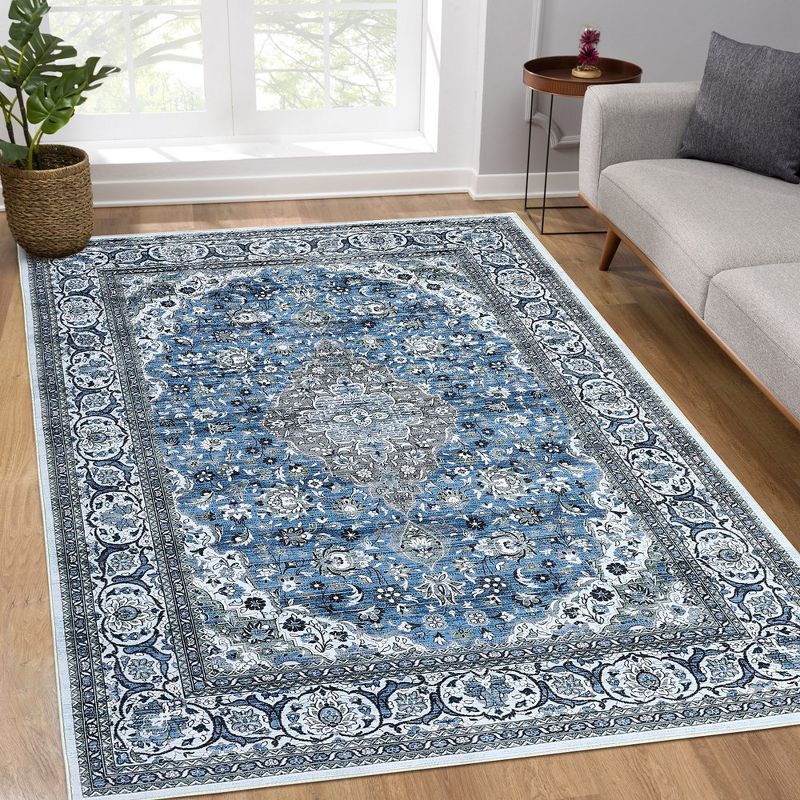 WhizMax Area Rug Vintage Medallion Rugs Stain & Water Resistant Washable Throw carpet for Living Room Bedroom, 1 of 9