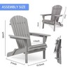 Okak Oversized Patio Folding Adirondack Chair,Set of 2,Wooden Accent Chair for Porch,Garden&Backyard,Outdoor Lounge Chair - 3 of 4
