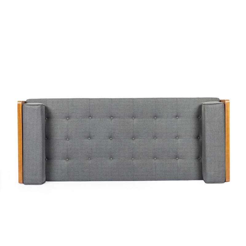 Keairns Mid Century Modern Tufted Double End Chaise Lounge with Bolster Pillows - Christopher Knight Home, 5 of 11