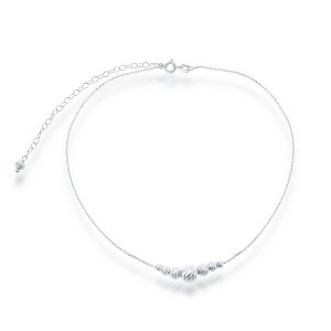 Bella Silver Sterling Silver Diamond-Cut Italian MoonBeads Choker - Silver - 12+3 Inch - 1 of 4