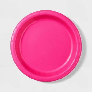 20ct 8.5" Disposable Dinner Plates Hot Pink - Spritz™ - 1 of 3