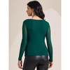 INSPIRE CHIC Women's Semi Sheer Long Sleeve Ruched V Neck Sequin Panel Casual Party Shirt - 4 of 4