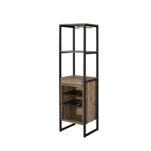 Narik Wine Rack Weathered Oak - Acme Furniture: Freestanding, 8-Bottle Capacity, Metal Frame - 1 of 4