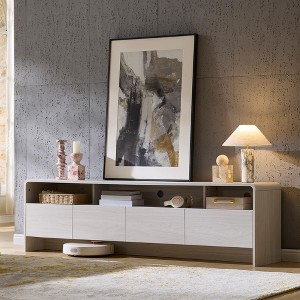 AMERLIFE 70" Modern Wood TV Stand with Curved Design & 2 Storage Cabinets, for TVs Up to 80", Media Console Entertainment Center for Living Room - 1 of 4