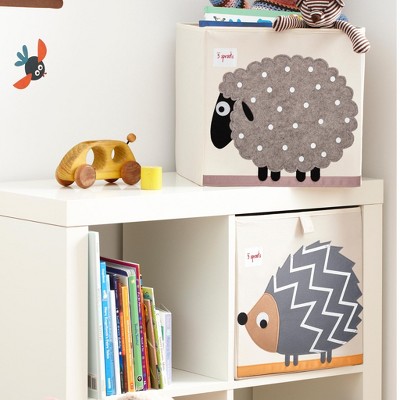 Sheep Design Beige Foldable Fabric Storage Cube for Kids