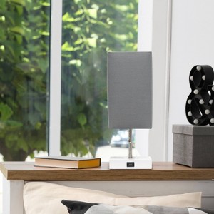 Petite Stick Lamp with USB Charging Port and Fabric Shade - Simple Designs - 1 of 4