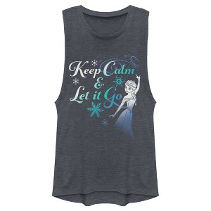 Juniors Womens Frozen Elsa Keep Calm Festival Muscle Tee - 1 of 3