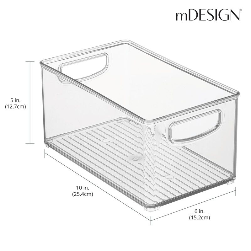 mDesign Linus Plastic Kitchen Pantry Storage Organizer Bin with Handles, 4 Pack - Clear, 10 x 6 x 5, 4 of 10