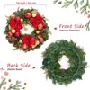 24 Inch Large Outdoor Xmas Wreath with Lights, Lighted Holiday Wreath with Flowers Ball Ornaments for Fireplace Window, Battery Operated - 3 of 4