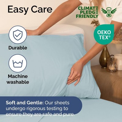 Ice Blue Queen Deep Pocket Microfiber Sheet Set