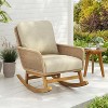 Lyngins Outdoor Rattan Nursery Rocking Chair with Wood Frame,Upholstered Glider Rocking Chair,Polyester Accent Chair for Living Room,Garden - 2 of 4
