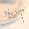 Hypoallergenic 925 Silver Tiny Snowflake Earrings - Sparkling Rhinestone Snowflake Flower Xmas Festive Jewelry - 3 of 4