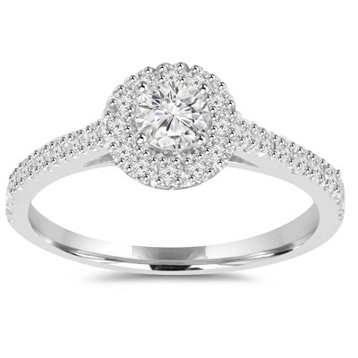 Pompeii3 3/4ct Lab Created Hao Diamond Engagement Ring Eco-Friendly 14K White Gold