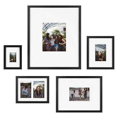 QUTREY 4X6 Black Collage Picture Frames Set of 2, 8 Openings Matted Collage  Fram