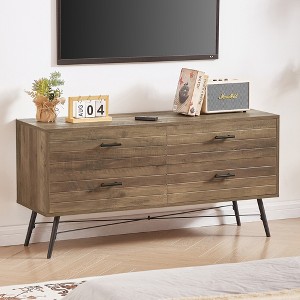 RISOKEYS Drawer Dressers Bedroom Furniture Large Storage Tower Unit, Dresser for Bedroom,Spacious and Stylish Closet,Hallway,Rustic Walnut - 1 of 4