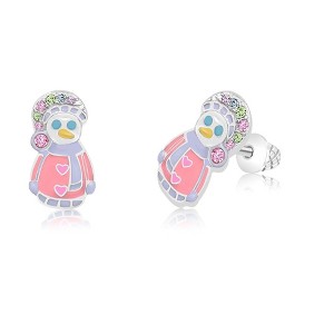 Chanteur Hypoallergenic Kids Jewelry Accessories Snowman with Multi-color CZ White Gold Palladium Plating Girl's Earrings - 1 of 1