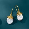 Ross-Simons 12-13mm Cultured Coin Pearl Drop Earrings in 18kt Gold Over Sterling - 4 of 4