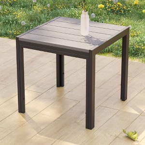 Sonkuki Patio Square Side table, Wood Grain Top Modern Industrial Style w/Metal Frame - 1 of 4