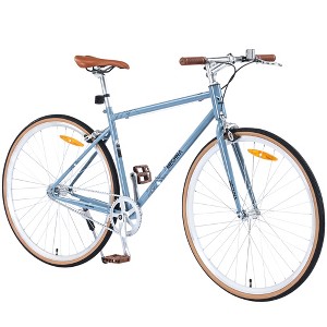VisioGear Bicycles, Hybrid Bicycle with Single Speed, Bicycles for Men Women Adults, Commuter Bike with Adjustable Seat, Blue, 64.97"*24.41"*38.52" - 1 of 4