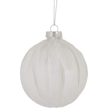 Northlight 4" White Brushed Starburst Glass Ball Christmas Ornament