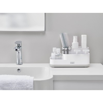 Gray and White Multi-Compartment Bathroom Storage Caddy