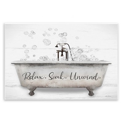 Stupell Industries Relax Soak Unwind Bathtub Bubbles Wall Plaque Art