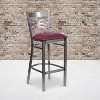 Emma and Oliver 2 Pack Clear Coated "X" Back Metal Restaurant Barstool - 2 of 4