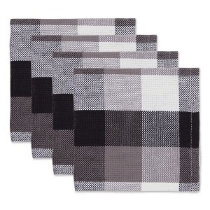 Design Imports Black Tri Color Check Dishcloth (Set Of 4) - 1 of 4