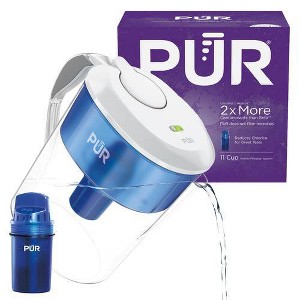 PUR 11 Cup Water Filtration Pitcher - Blue/White: BPA-Free, Filters Chlorine & Mercury, 40-Gallon Purifier, PUR Filter Compatible - 1 of 4